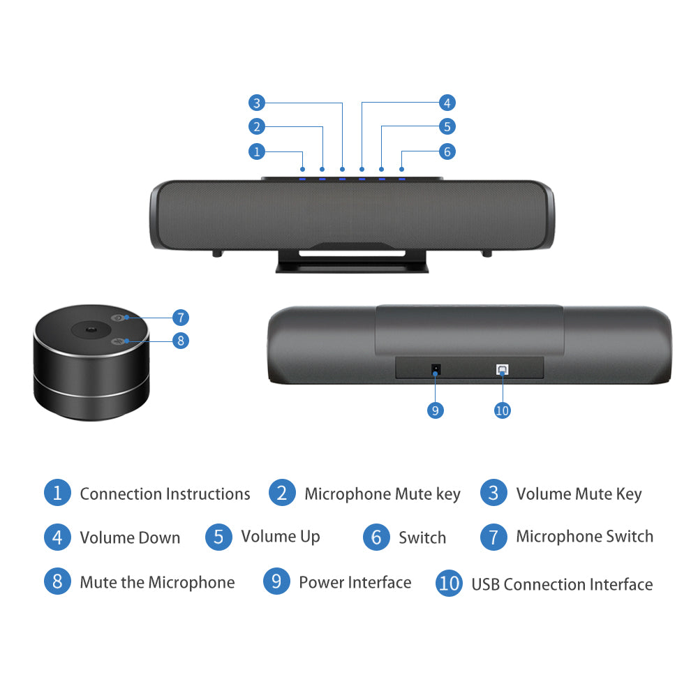 YSX™ Video Conference Microphone with Speakerphone(3pcs Microphone) YSX-ENT893S