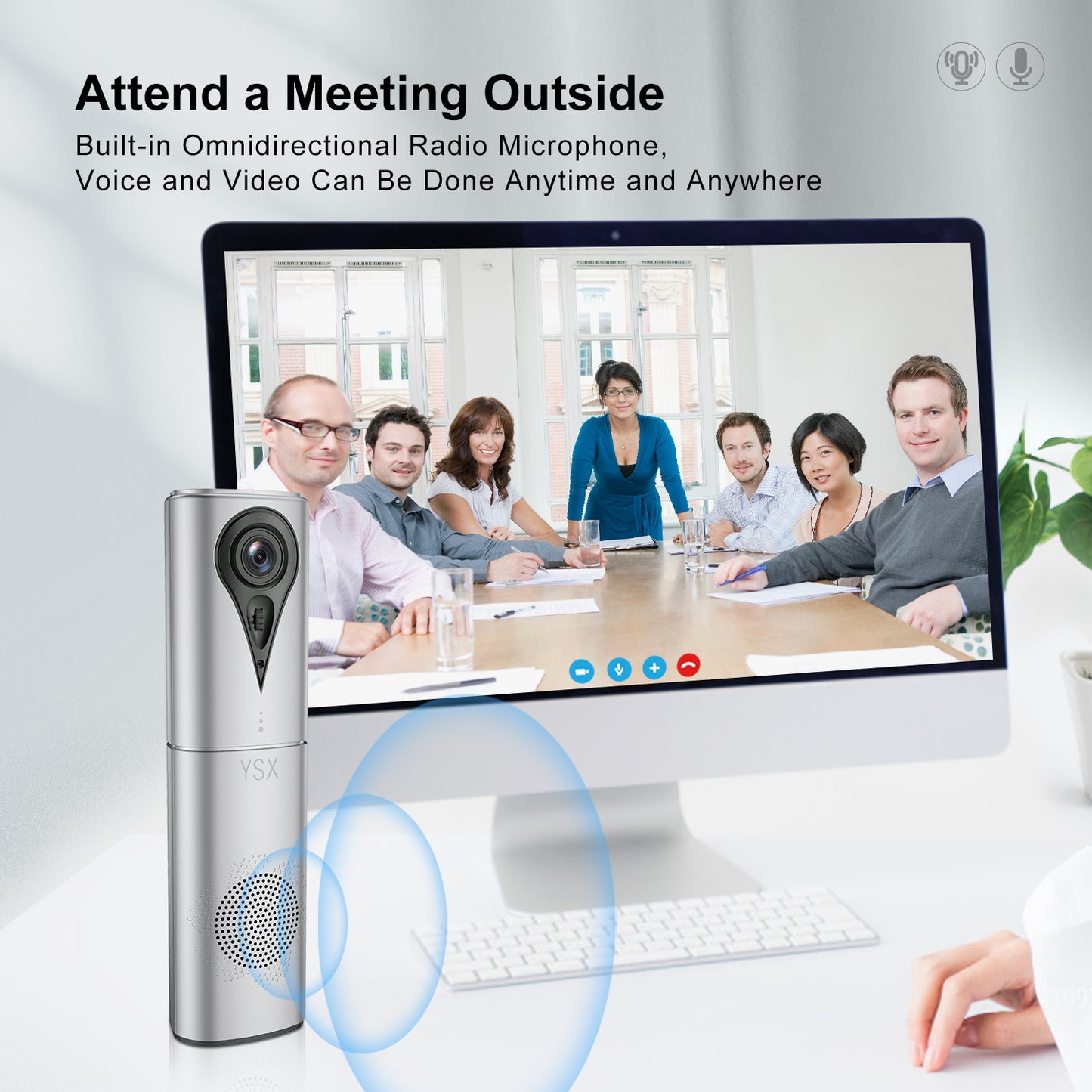 YSX™ All in One Video Conference Camera Built in Speakerphone and Microphone YSX-K8